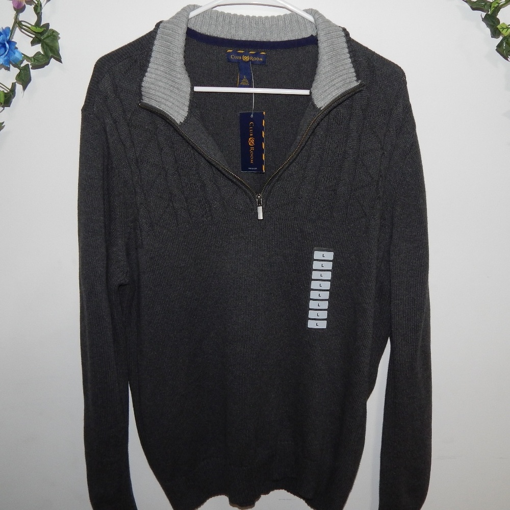 Thick Dark Gray Quarterzip Sweater